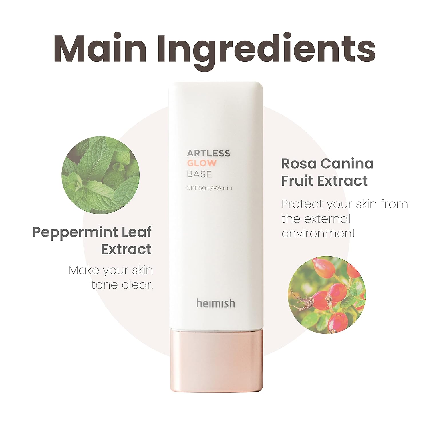 HEIMISH Artless Glow Base SPF 50+ PA+++ 1.4fl.oz/40ml | Moisturizer, Sunscreen to Makeup Base Lightweight, Soft Cream All Skin Types